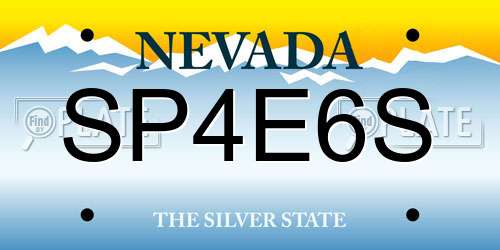 SP4E6S Nevada License Plate