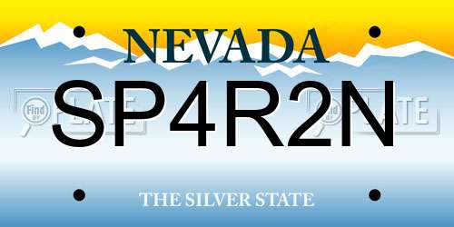 SP4R2N Nevada License Plate