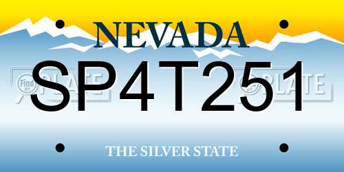 SP4T251 Nevada License Plate