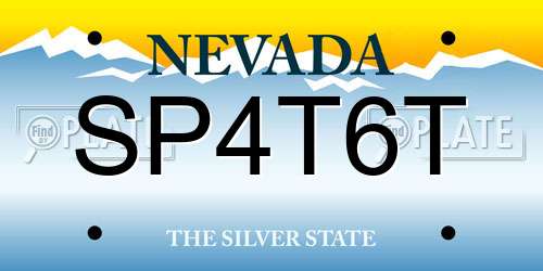 SP4T6T Nevada License Plate