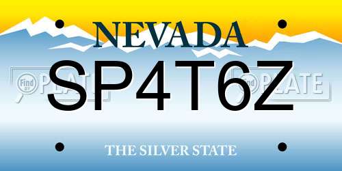 SP4T6Z Nevada License Plate
