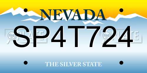 SP4T724 Nevada License Plate