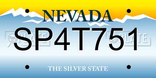 SP4T751 Nevada License Plate