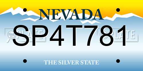 SP4T781 Nevada License Plate