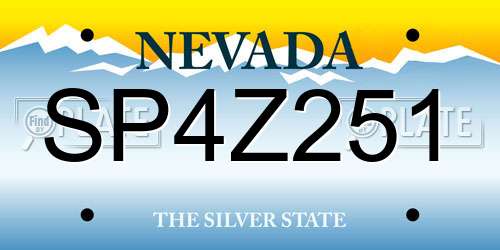 SP4Z251 Nevada License Plate