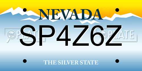 SP4Z6Z Nevada License Plate