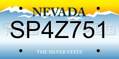 SP4Z751 Nevada License Plate