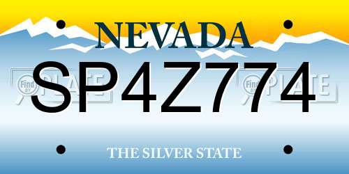 SP4Z774 Nevada License Plate