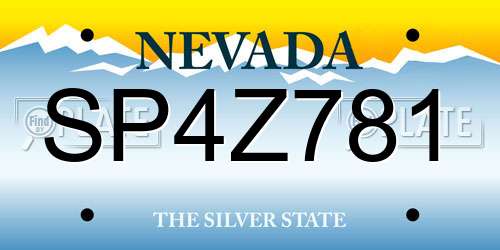 SP4Z781 Nevada License Plate