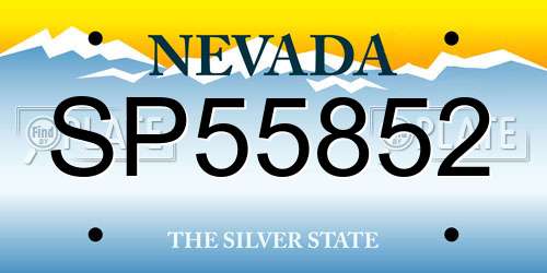SP55852 Nevada License Plate