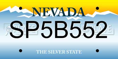 SP5B552 Nevada License Plate