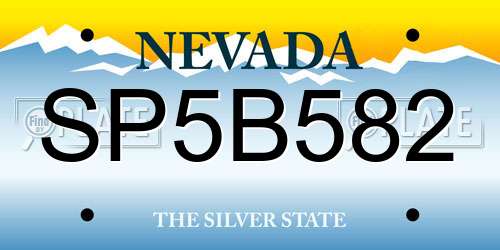 SP5B582 Nevada License Plate