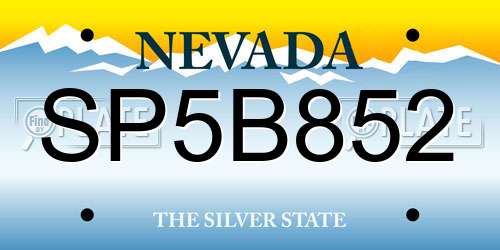SP5B852 Nevada License Plate