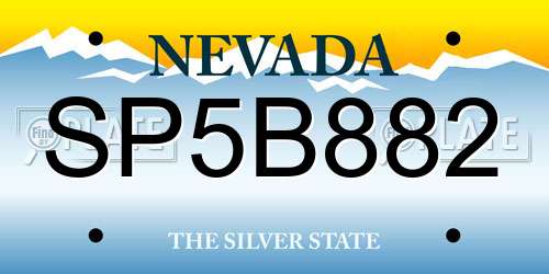 SP5B882 Nevada License Plate
