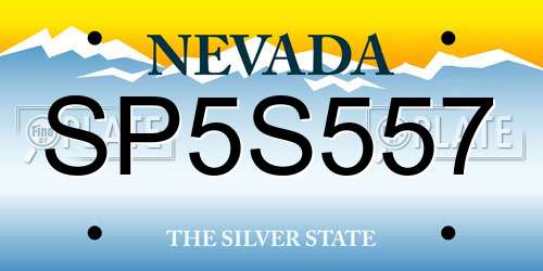 SP5S557 Nevada License Plate