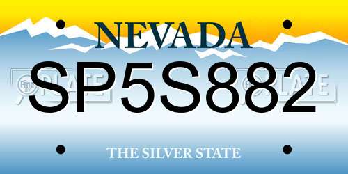 SP5S882 Nevada License Plate