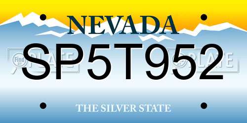 SP5T952 Nevada License Plate