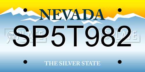 SP5T982 Nevada License Plate