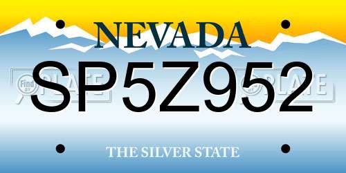 SP5Z952 Nevada License Plate