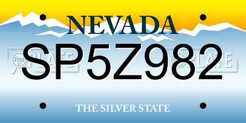 SP5Z982 Nevada License Plate