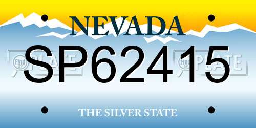 SP62415 Nevada License Plate