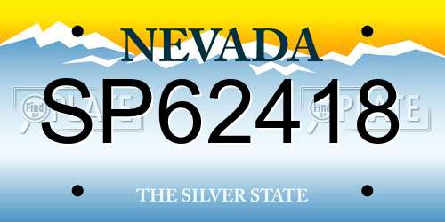 SP62418 Nevada License Plate