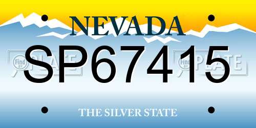 SP67415 Nevada License Plate