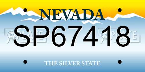 SP67418 Nevada License Plate