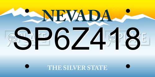 SP6Z418 Nevada License Plate
