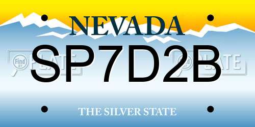 SP7D2B Nevada License Plate