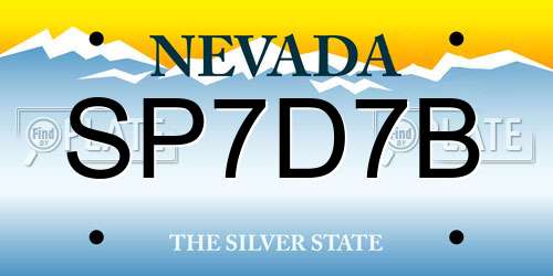 SP7D7B Nevada License Plate