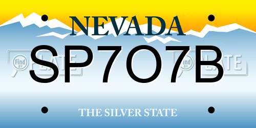 SP7O7B Nevada License Plate