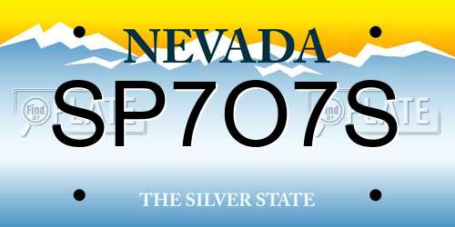 SP7O7S Nevada License Plate