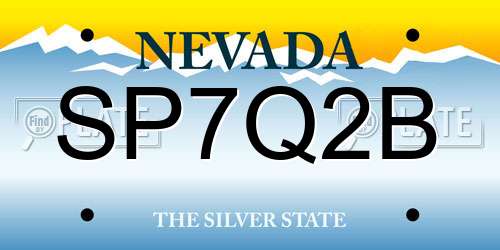 SP7Q2B Nevada License Plate
