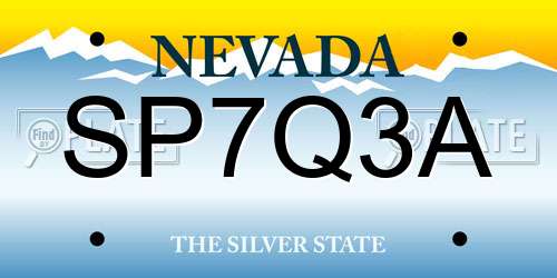 SP7Q3A Nevada License Plate