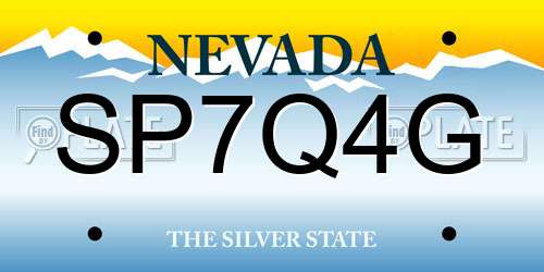 SP7Q4G Nevada License Plate