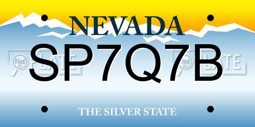 SP7Q7B Nevada License Plate
