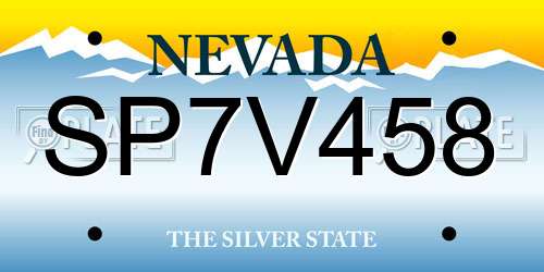 SP7V458 Nevada License Plate