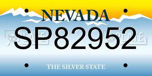 SP82952 Nevada License Plate