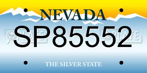 SP85552 Nevada License Plate