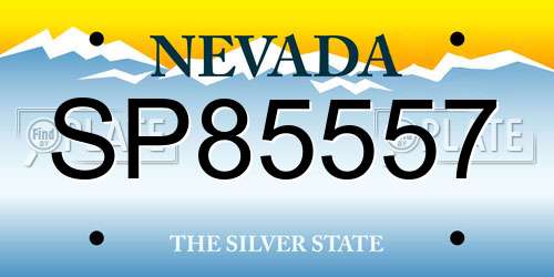 SP85557 Nevada License Plate