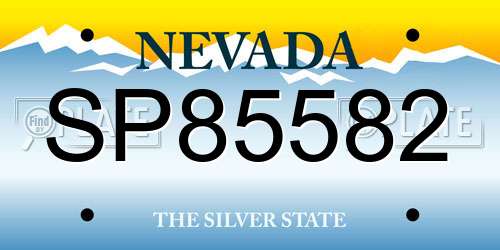 SP85582 Nevada License Plate
