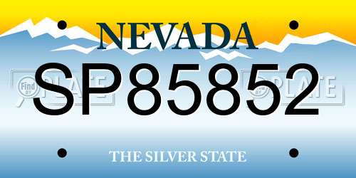 SP85852 Nevada License Plate
