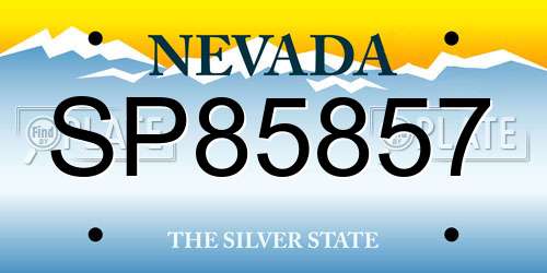 SP85857 Nevada License Plate
