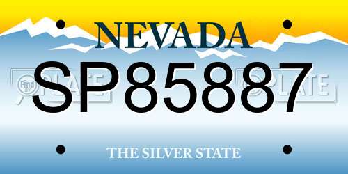 SP85887 Nevada License Plate