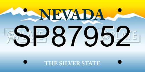 SP87952 Nevada License Plate