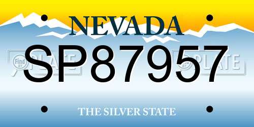 SP87957 Nevada License Plate