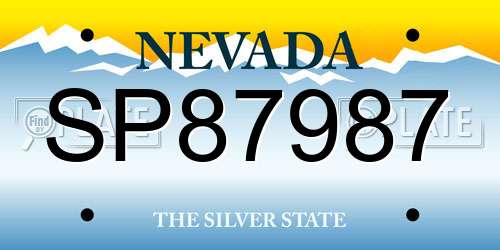 SP87987 Nevada License Plate
