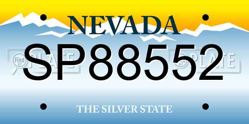 SP88552 Nevada License Plate