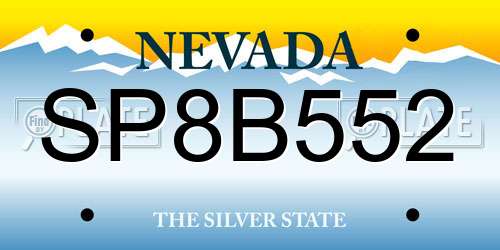SP8B552 Nevada License Plate